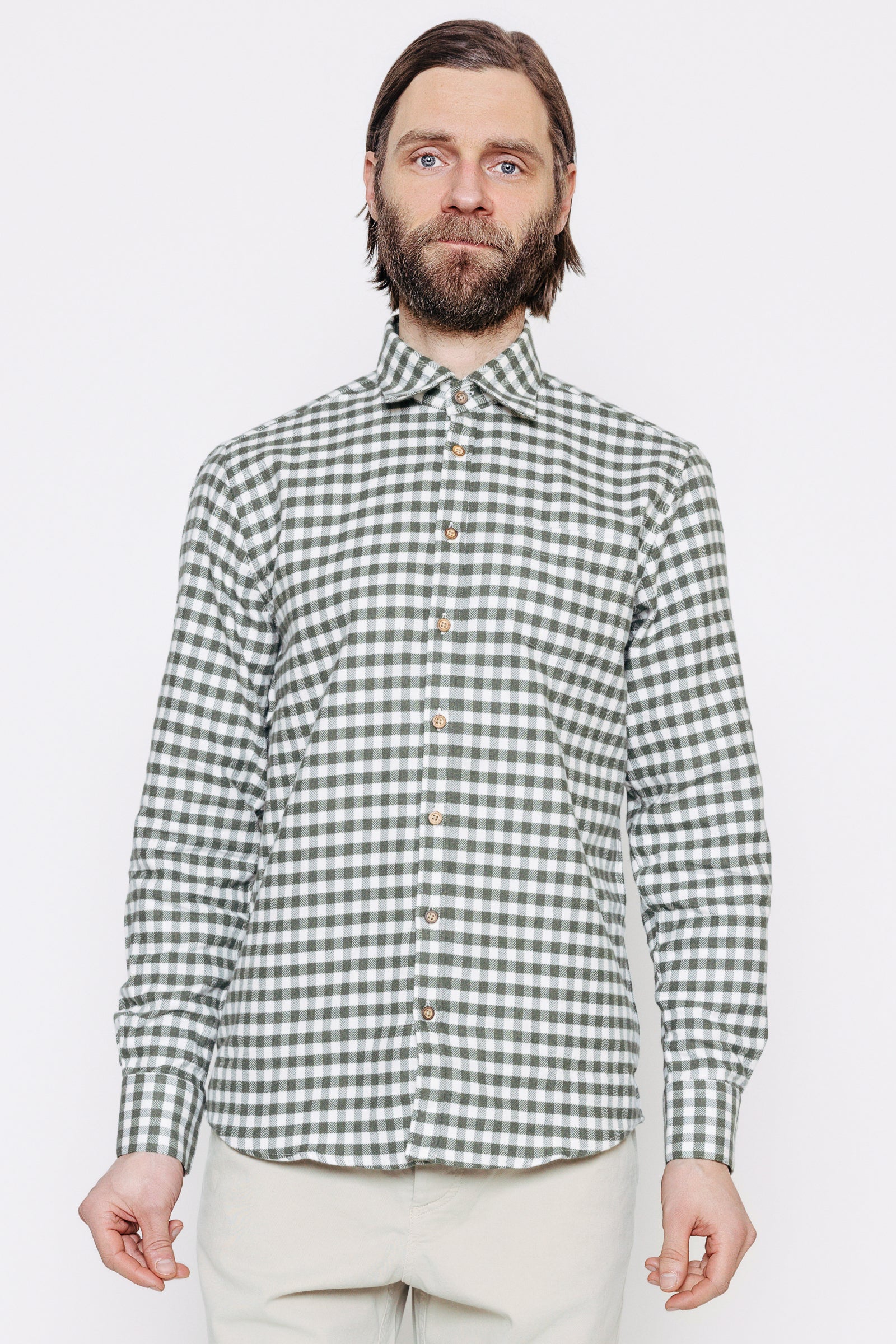 Módelmynd. Skyrta - Kári - Green Check frá Thomsen Reykjavík