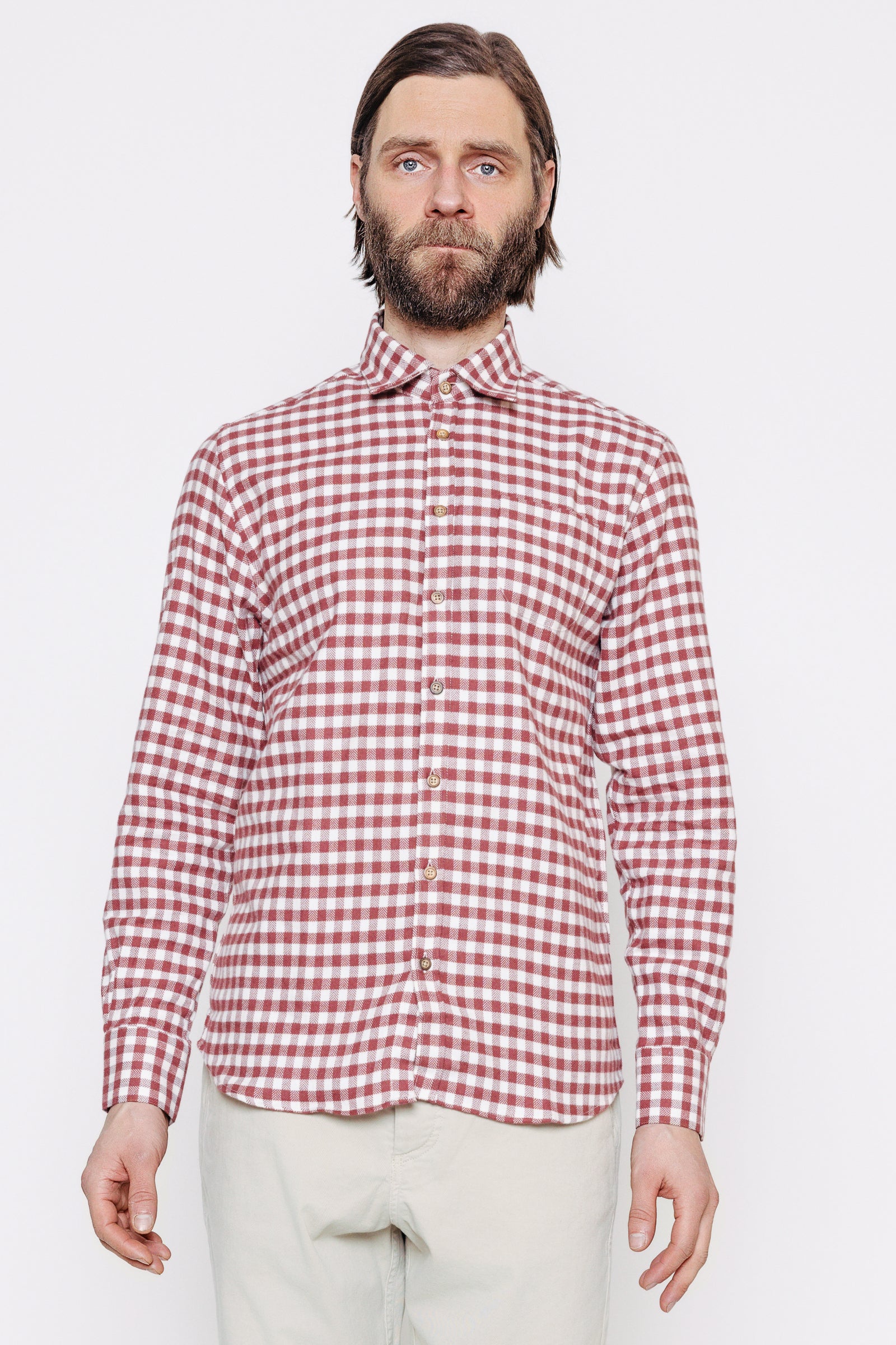 Módelmynd. Skyrta - Kári - Red Check frá Thomsen Reykjavík