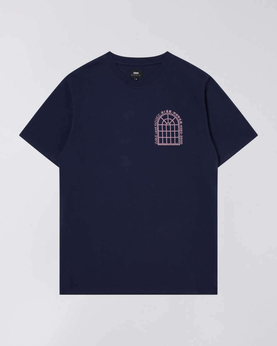 Bolur - Sake and Roses T-Shirt - Maritime Blue frá Edwin