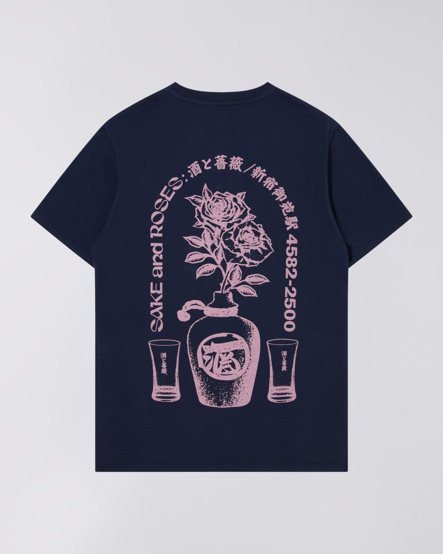 Aftan á Bolur - Sake and Roses T-Shirt - Maritime Blue frá Edwin