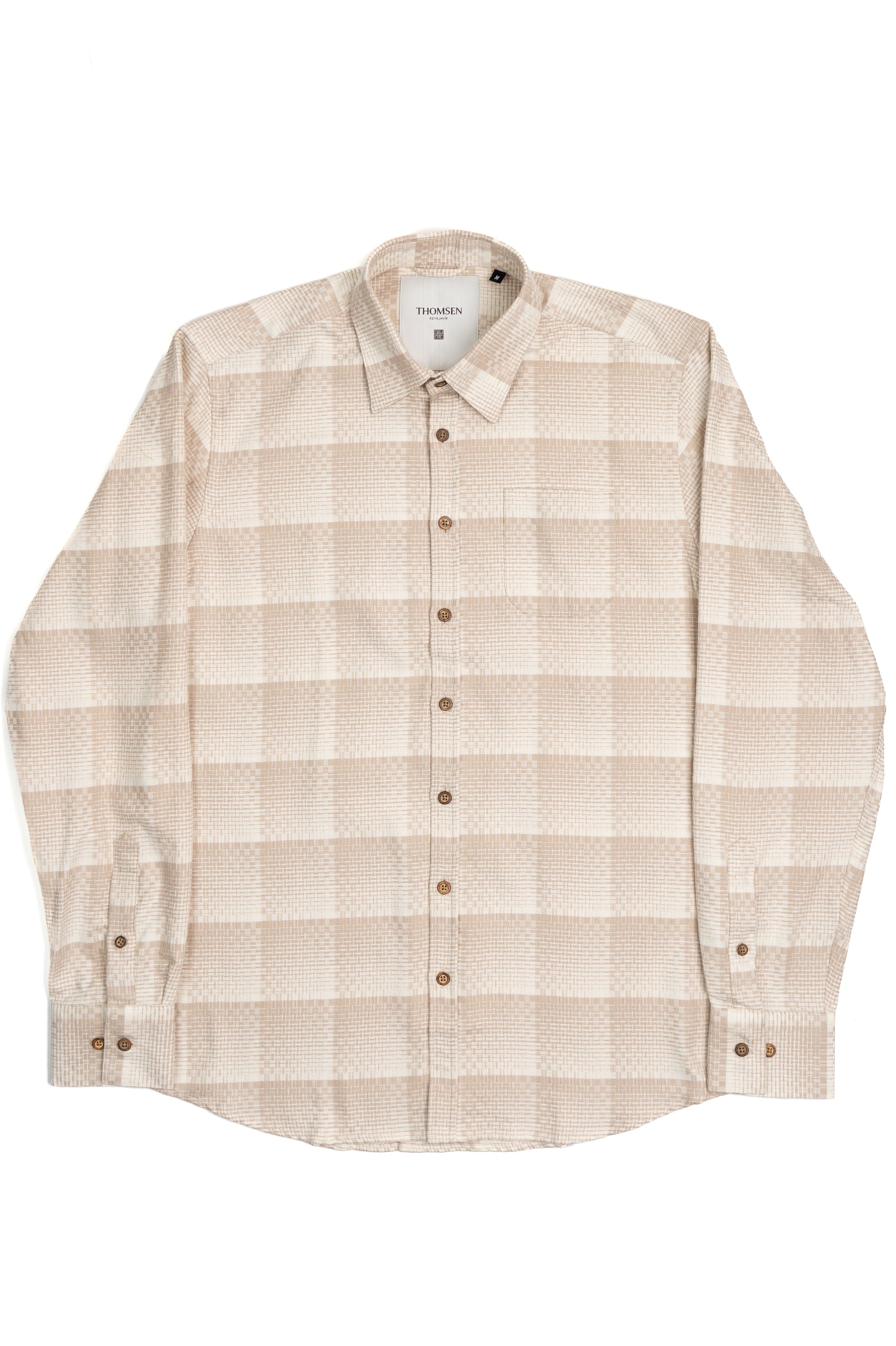 Ljós, köflótt skyrta frá Thomsen Reykjavík. Hneppt með kraga. 100% Cotton