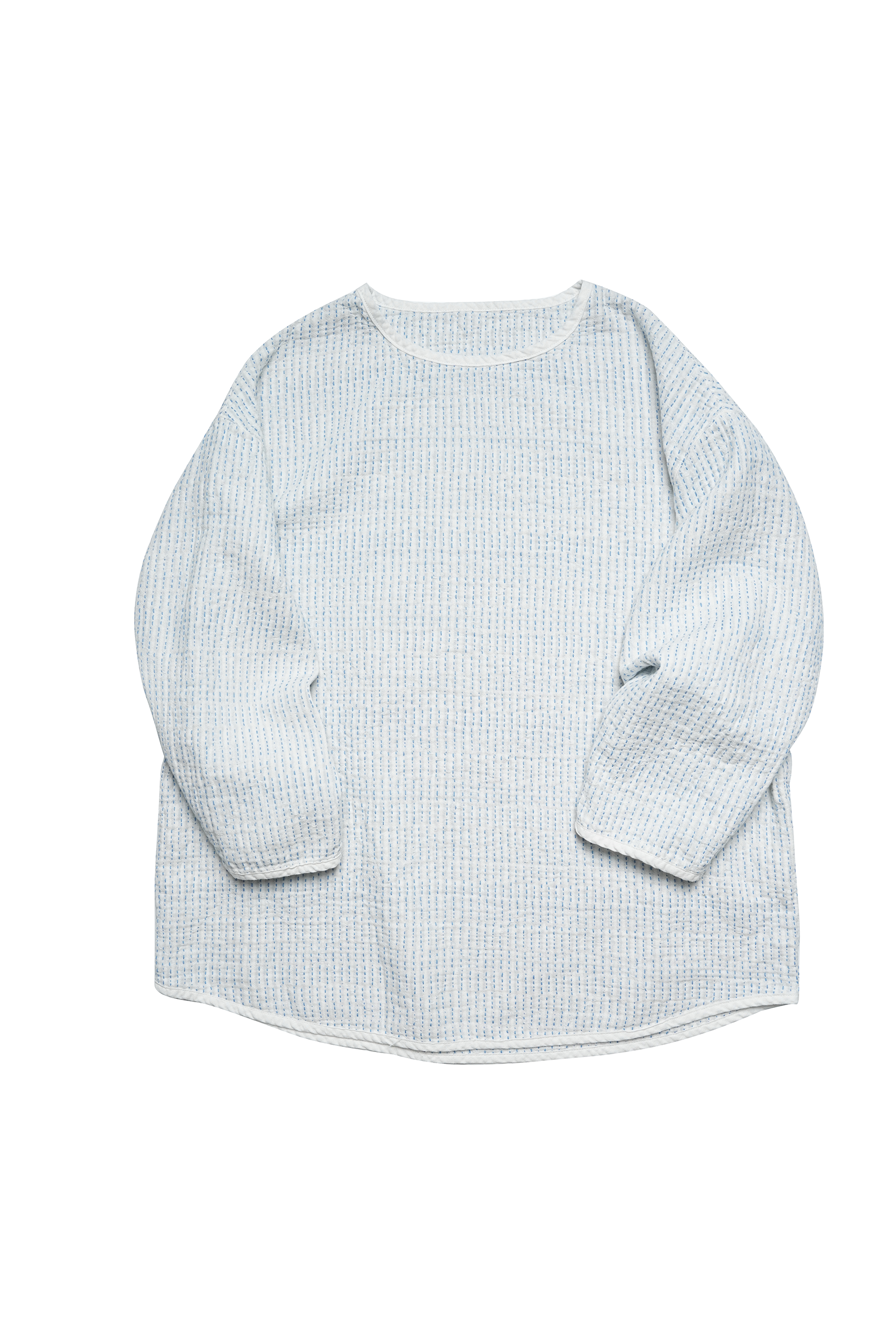 Stuttermabolur - Sashiko White/Blue