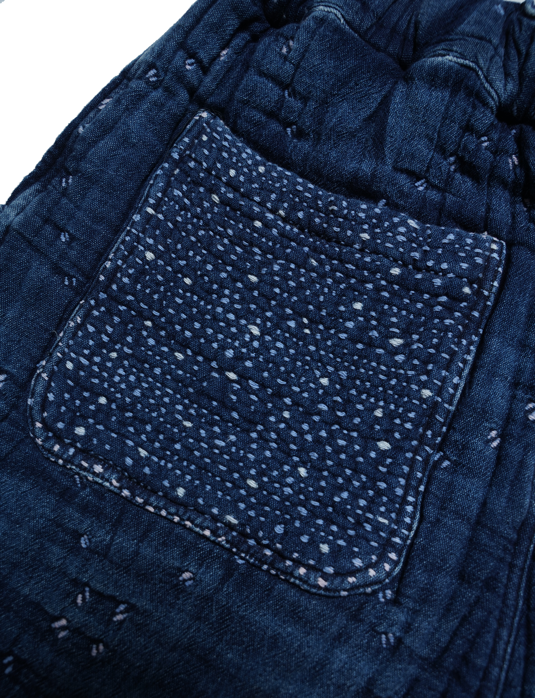 Stuttbuxur - Sashiko Patchwork - Indigo