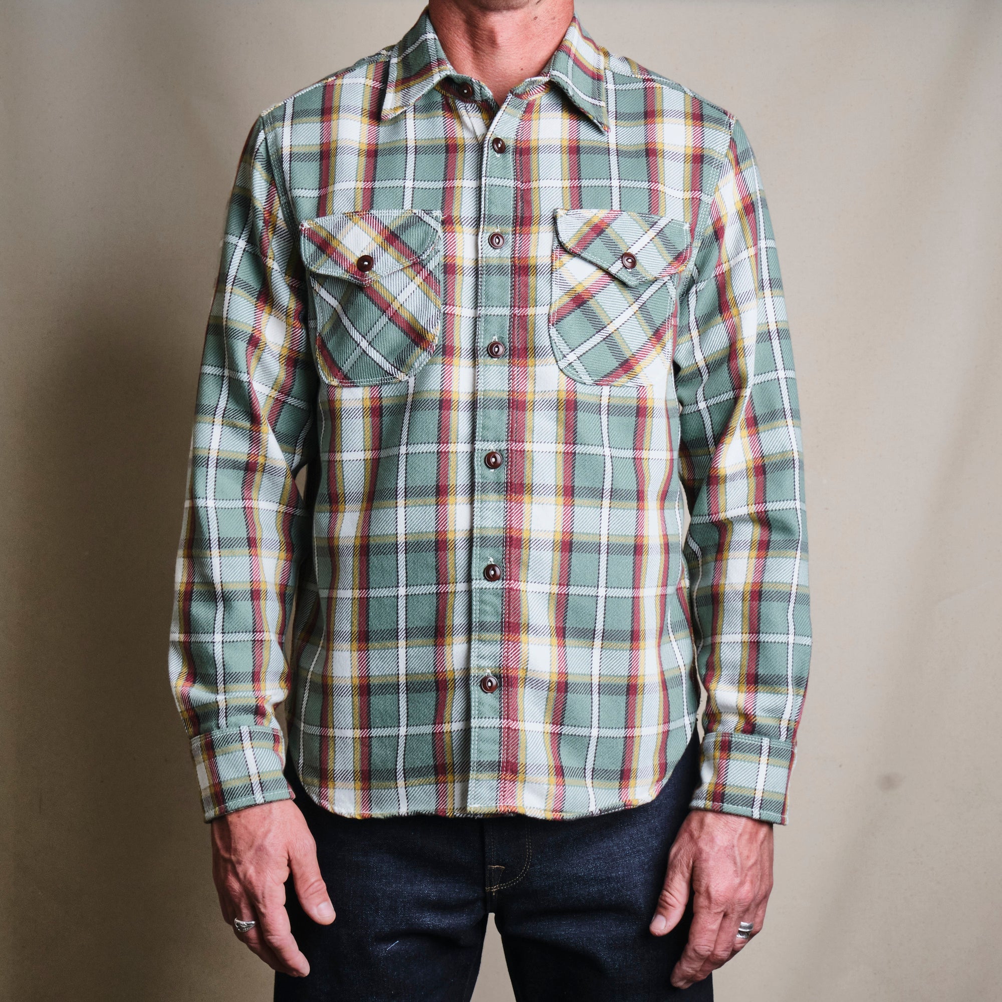 Skyrta - Wells - Aloe Green Plaid